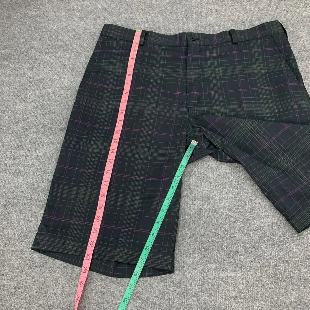 Nike Shorts Mens 36 Black Green Golf Plaid High Rise Moisture Wicking Chino